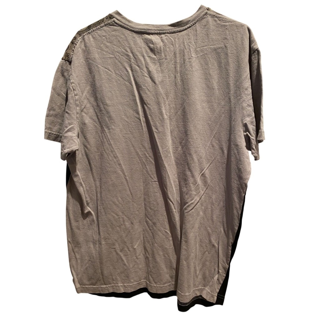 Guess Jeans Graphic Tee XL Men's Grey Black Paisley Paint Drip Los Angeles Shirt - Picture 2 of 3